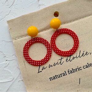 Retro Polka Dot Color-block Earrings